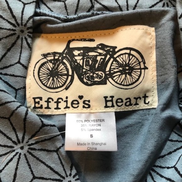 Effie’s Heart NWT blue black pattern top size S - Picture 2 of 5